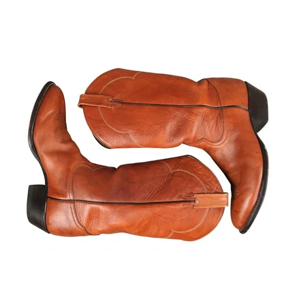 Vintage Tony Lama Leather Cowboy Boots Mens Sz 8.5 EE Brown Style 5084 USA Made - Picture 9 of 15